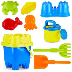 10 Piece Beach Sand Toys Set For Kids - Bucket With Sifter, Shovel, Rake,