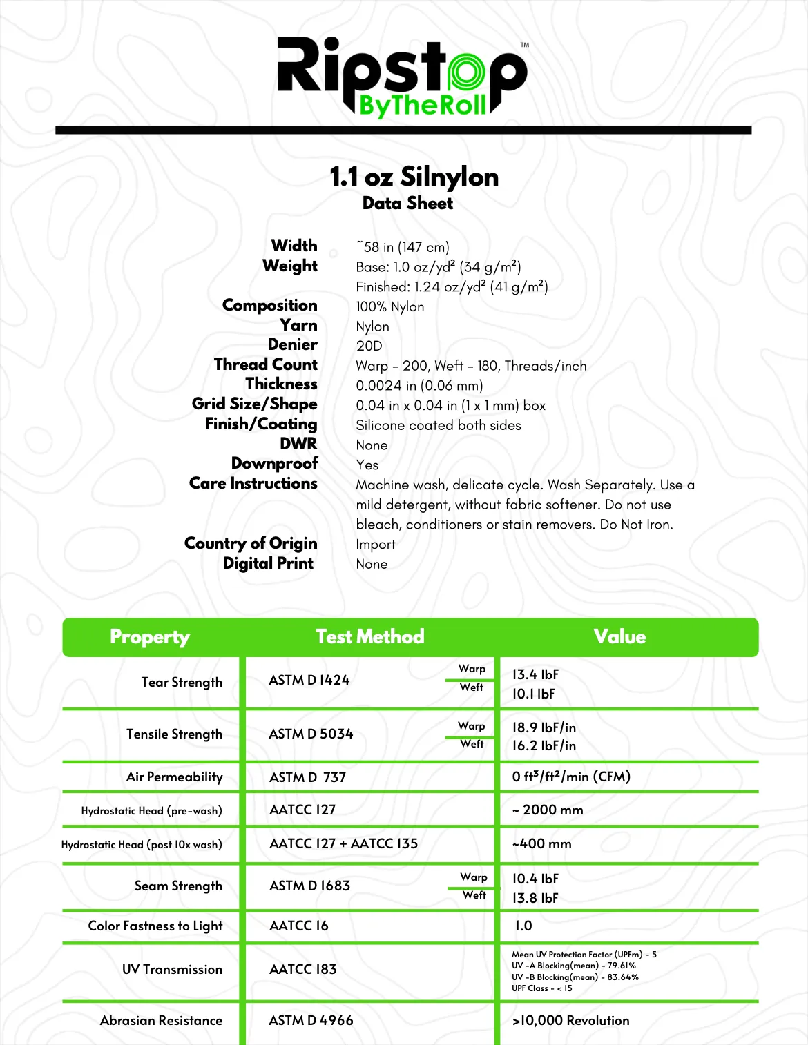 1.1 oz Silnylon - Full Roll