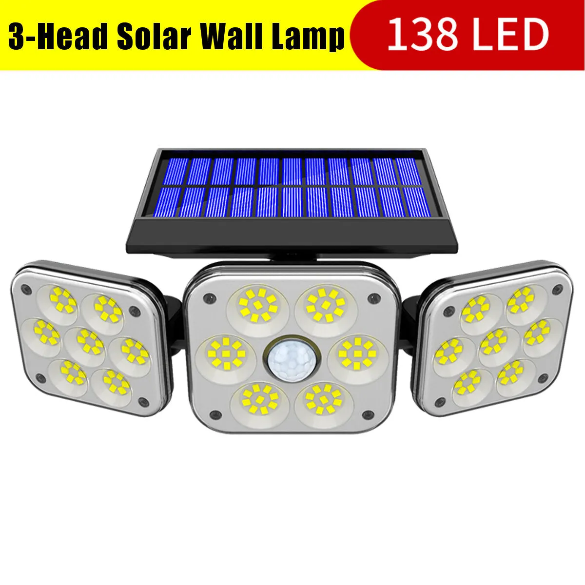 112LED/138LED/132COB Solar Motion Sensor Lights Security Wall Lamp Floodlight 3-Head