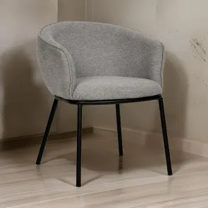 25" Cushioned Dining Chair, Gray Polyester, Black Metal By Casagear Home