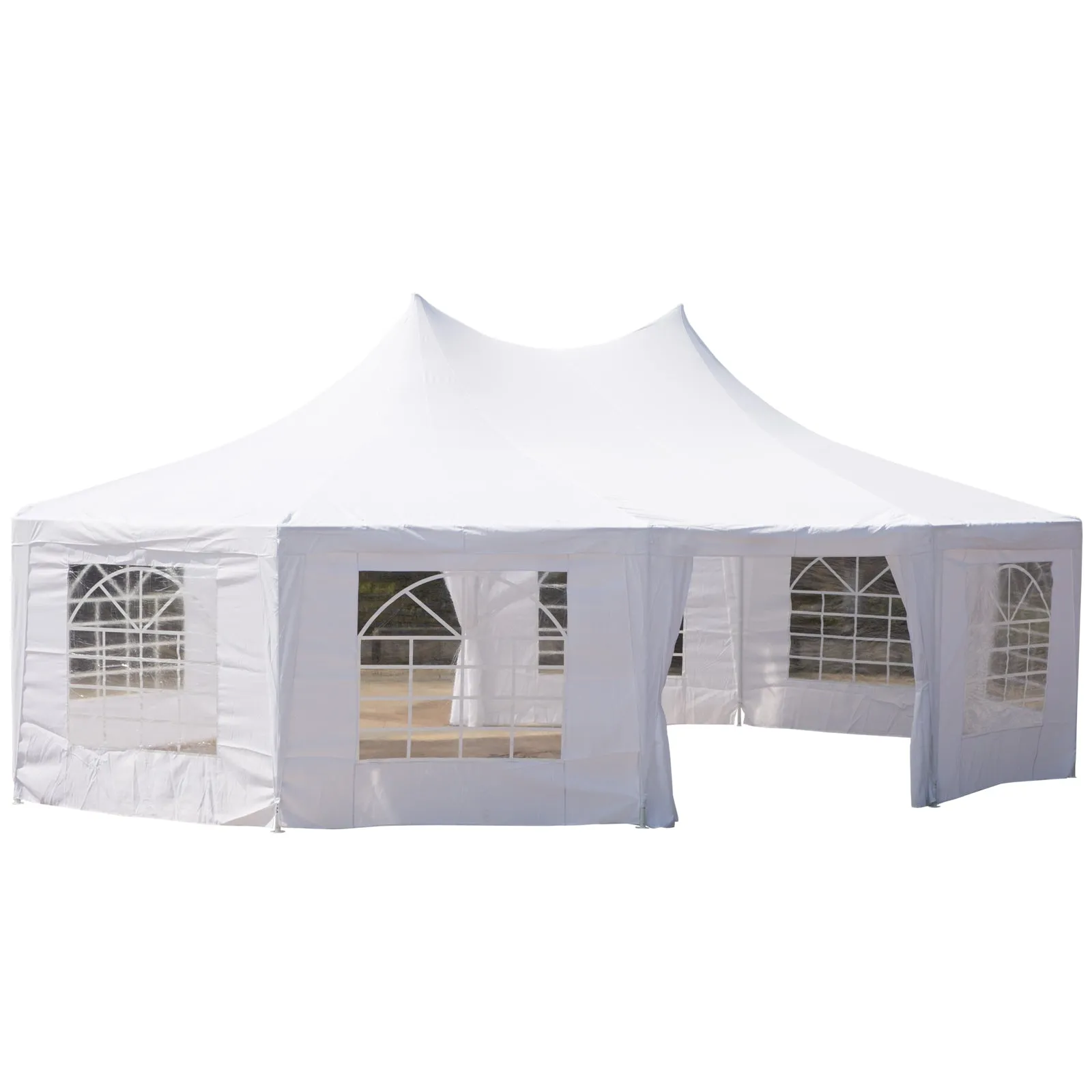 30x20 ft Decagonal Wedding Party Marquee Carport Canopy Tent with Removable Walls - White