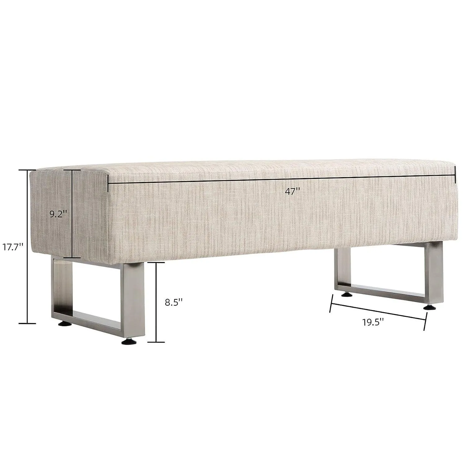 47"L Modern PU Leather Dining Room Bench Upholstered Padded Seat, Beige