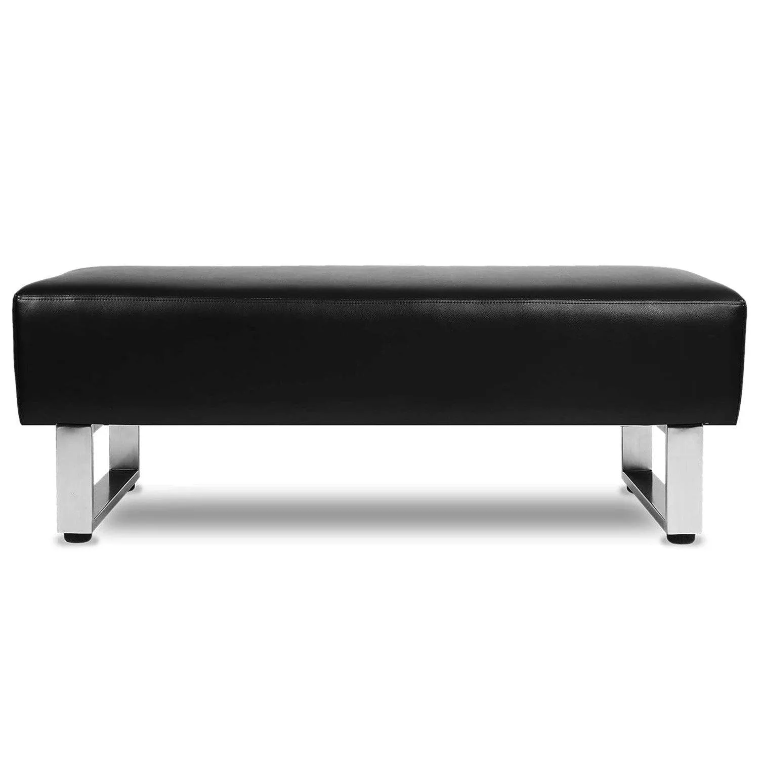 47"L Modern PU Leather Dining Room Bench Upholstered Padded Seat, Black