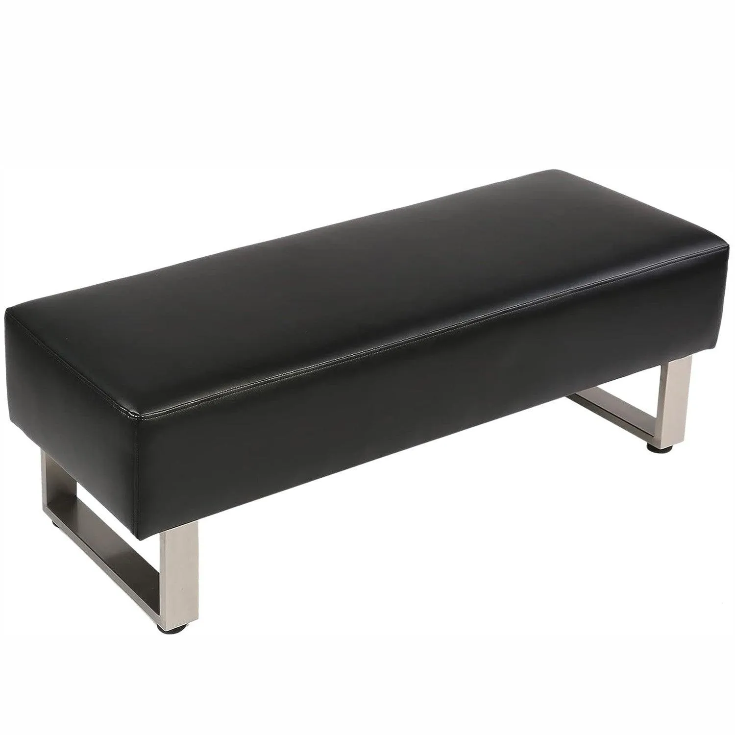 47"L Modern PU Leather Dining Room Bench Upholstered Padded Seat, Black