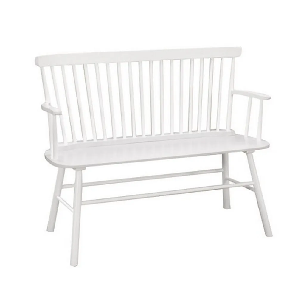 48" Spindle Back Bench with Splayed Legs, White By Casagear Home