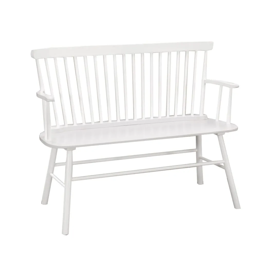 48" Spindle Back Bench with Splayed Legs, White By Casagear Home