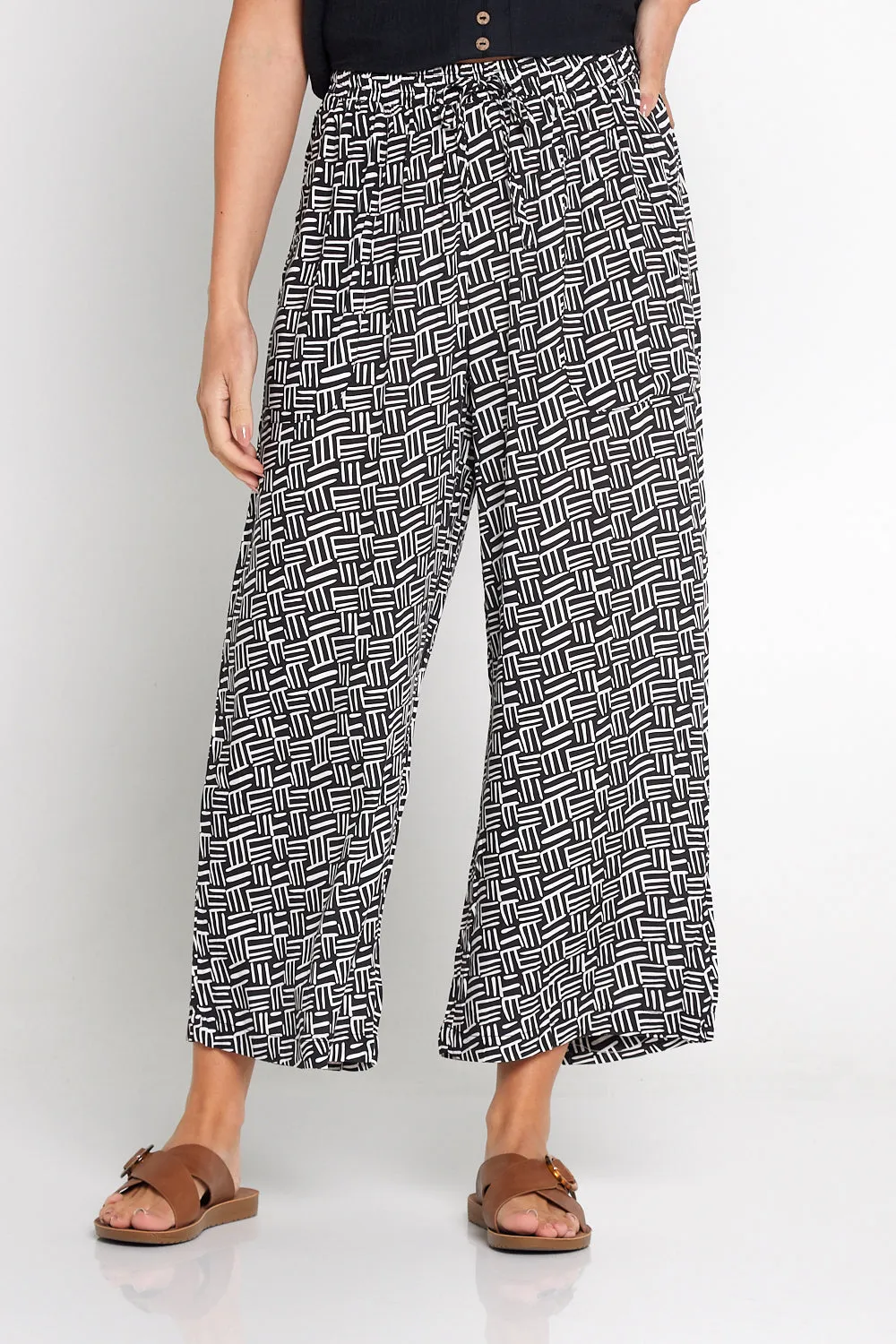 Aiko Lightweight Pants - Black/Crosshatch