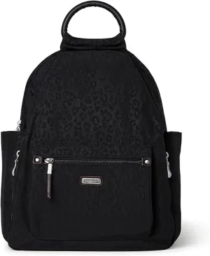 Baggallini Women's Everyday Backpack, Black with Cheetah Embossing