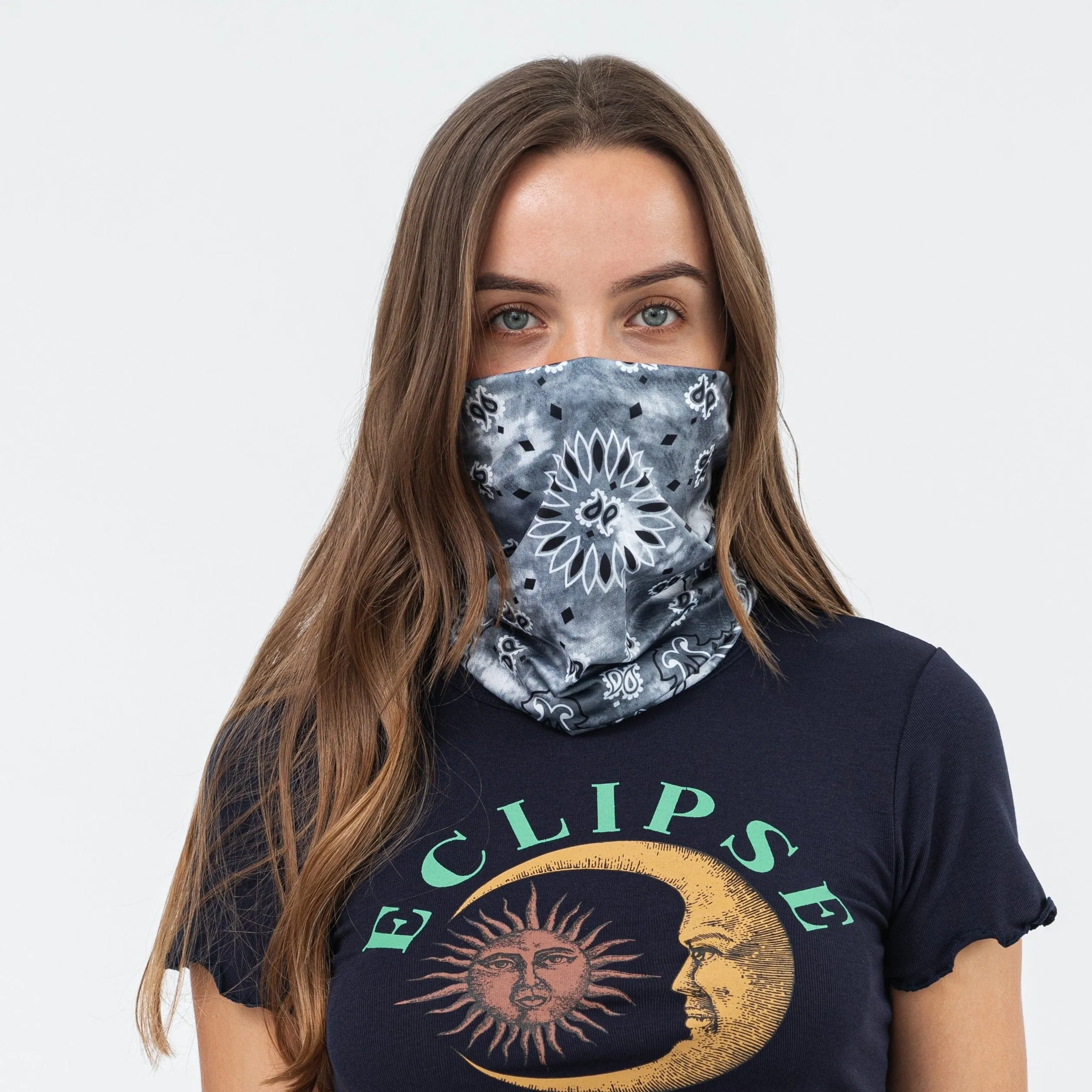 Bandana Face Mask - Grey Paisley Tie Dye (Available online only)