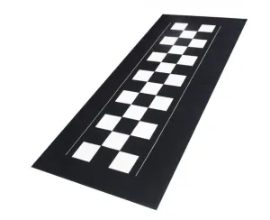 Black & White Chequer Biker Motorcycle Garage Mat