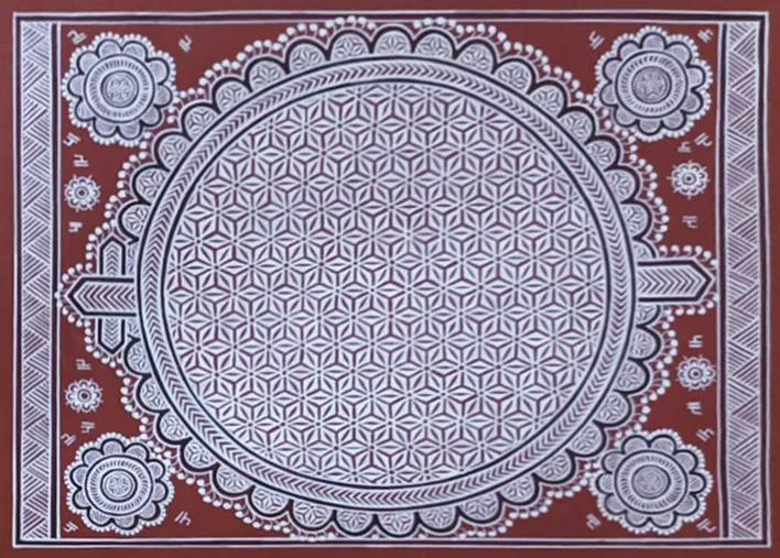 Blossoming Lotus: Mandana Art by Vidya Soni