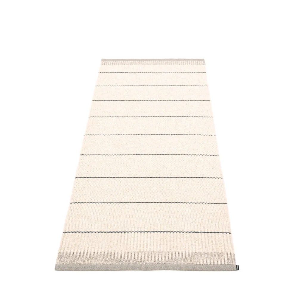 Coopers Beach Plastic Floor Mats Vanilla/Warm Grey/Granit Stripes (Multiple Sizes)