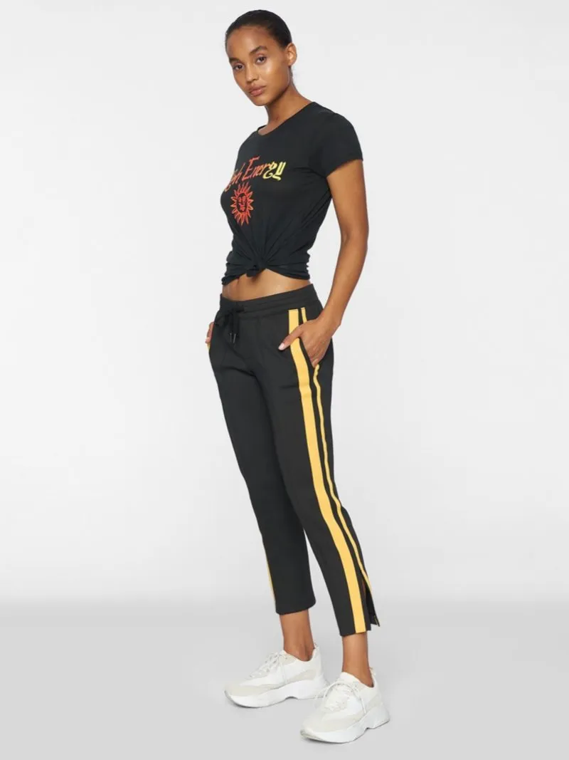 Cropped Track Pant With Sport stripes Black