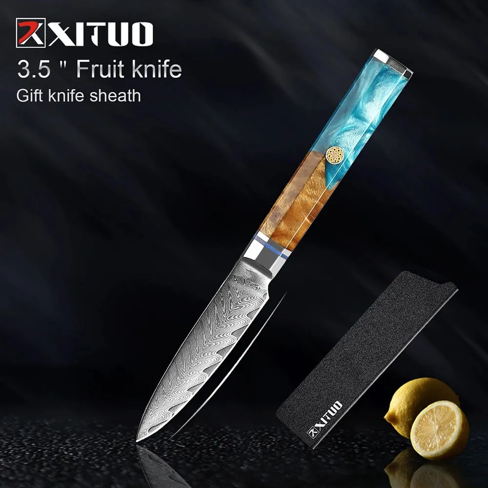 Damascus Premium Knives 1-9 PCS Japanese Kitchen Knife Set VG10 Steel Core Ultra-Sharp Professional Chef Full Tang Handle