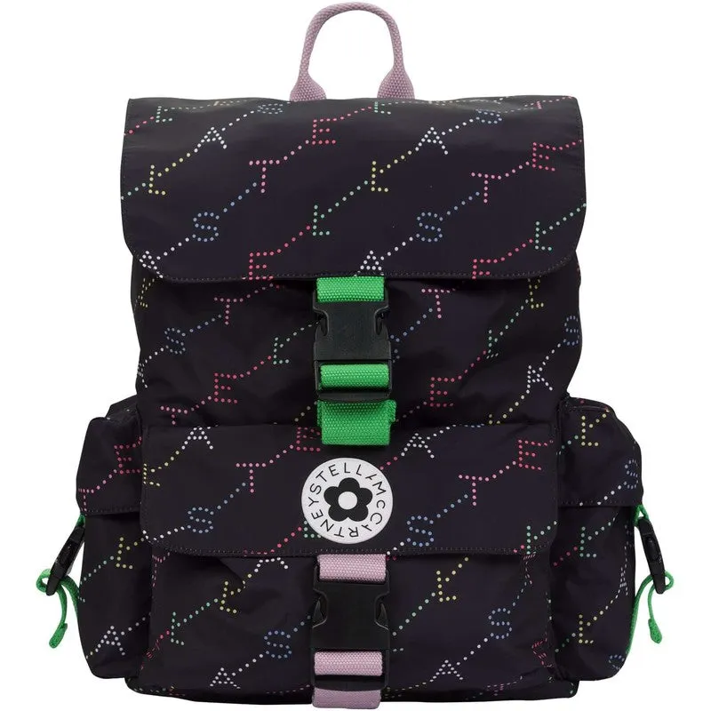 Girls Black Colourful Backpack