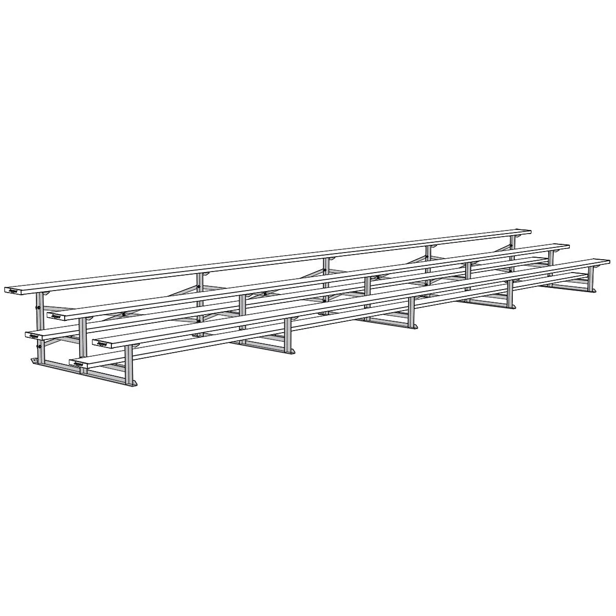 Jaypro Bleacher - 27 ft. (3 Row - Single Foot Plank) - All Aluminum