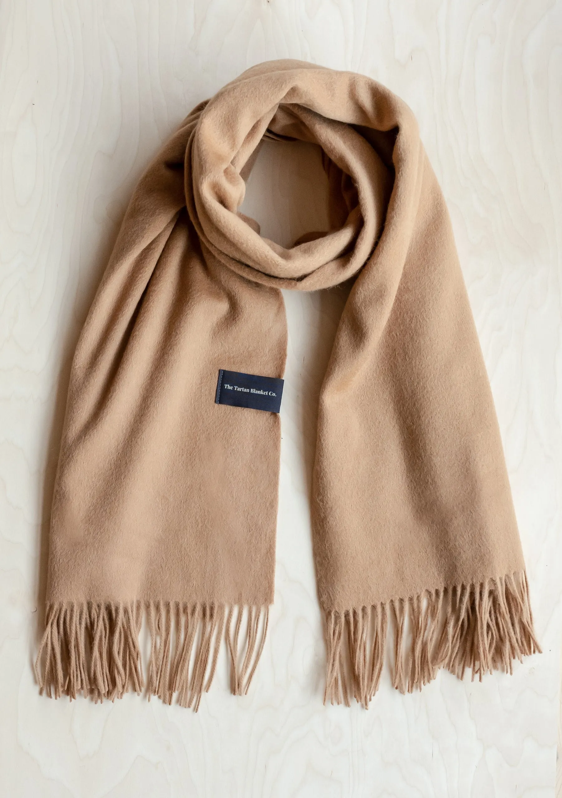 Lambswool Blanket Scarf in Camel