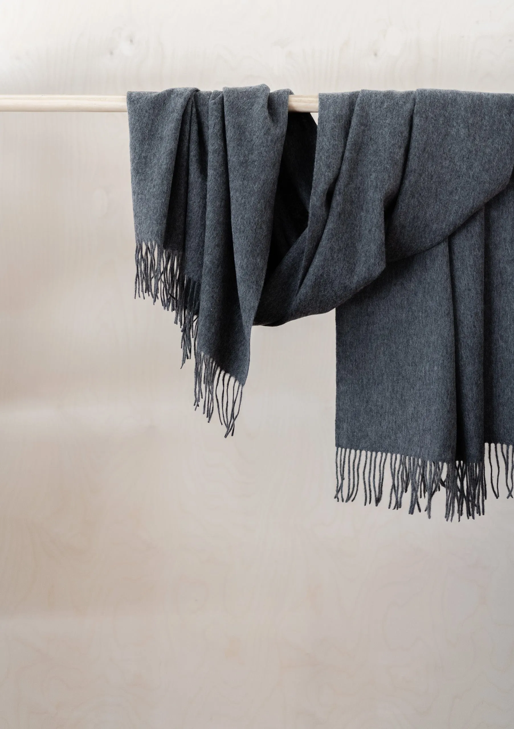 Lambswool Blanket Scarf in Charcoal Melange