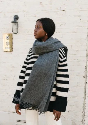 Lambswool Blanket Scarf in Charcoal Melange