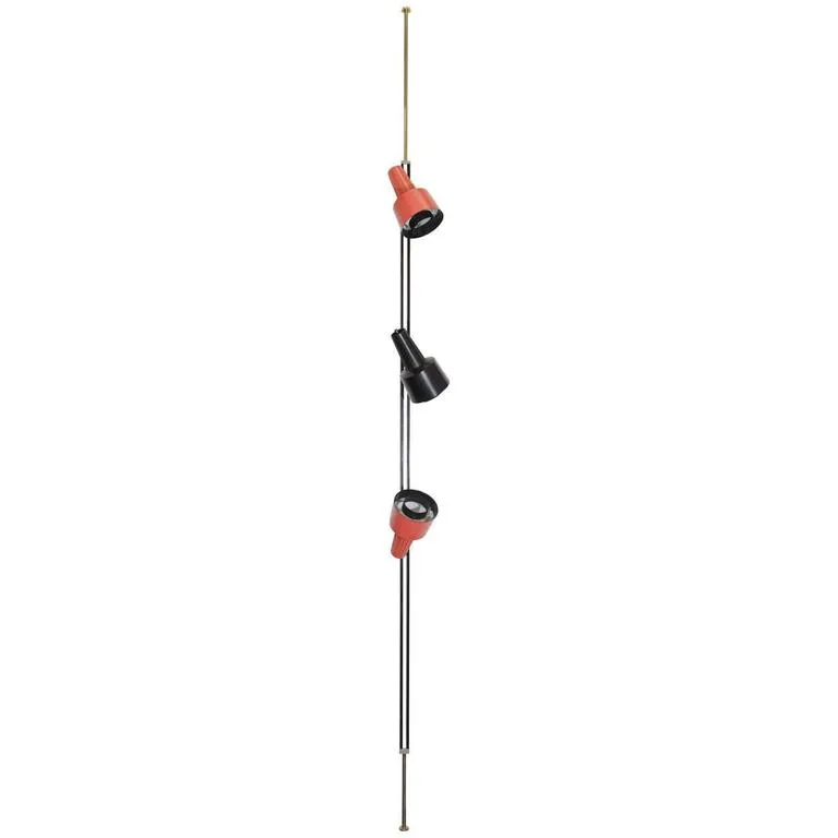 Lightolier Mid-Century Modern Three-Light Adjustable Pole Floor Lamp