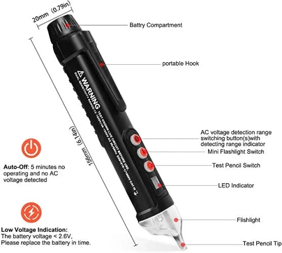 LOMVUM AC Voltage detector 12-1000V LY18C