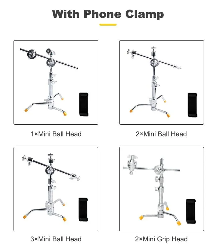 Mini Table Pocket C-Stand with Two Ball Heads