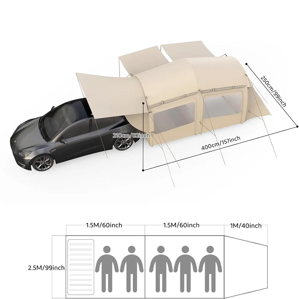 MKCAMP™ Electric Car  Double-room Tent And Air Mattress Cloud Bed  Set