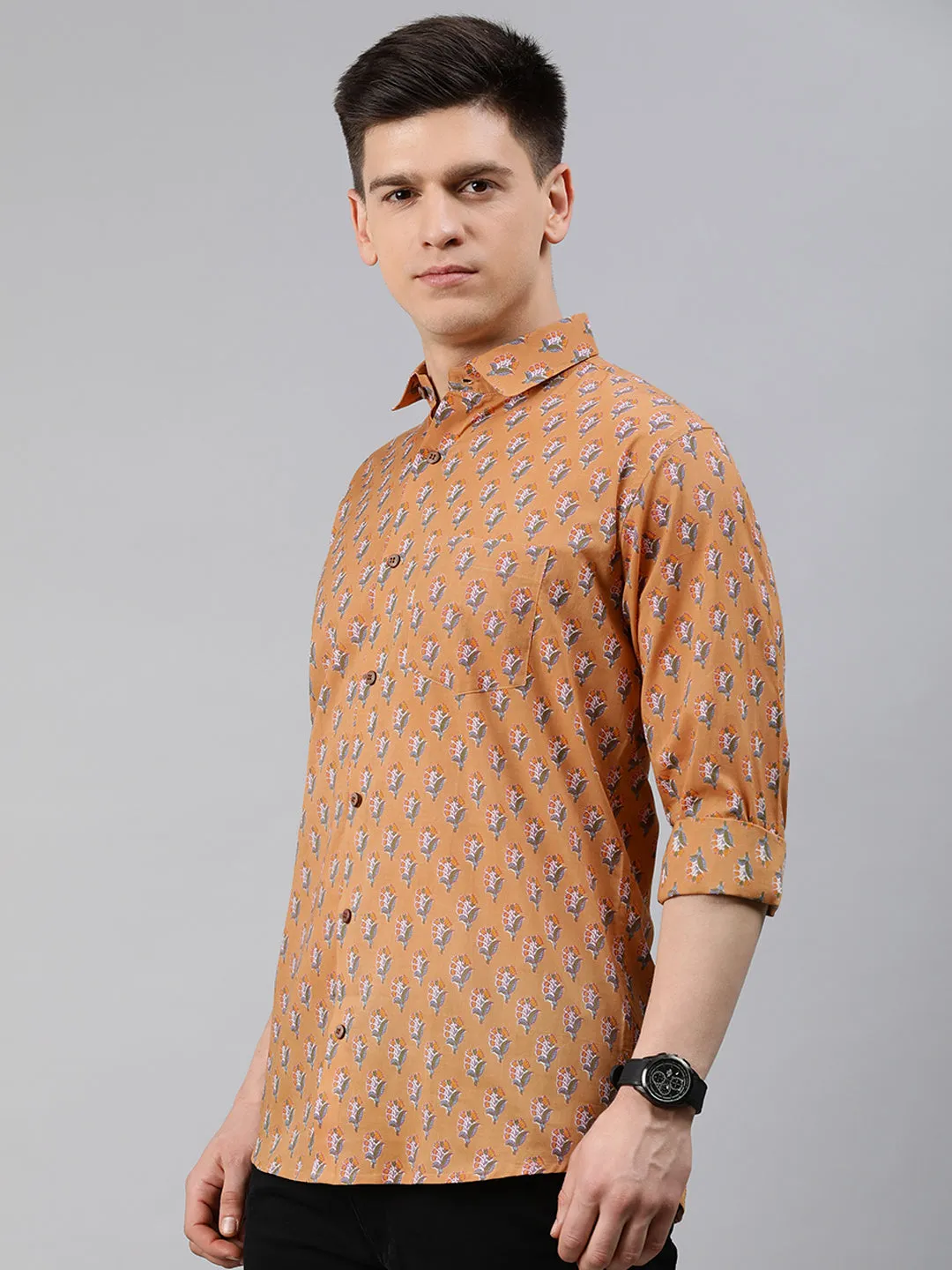 Mustard Cotton Full Sleeves Shirts For Men-Mmf022