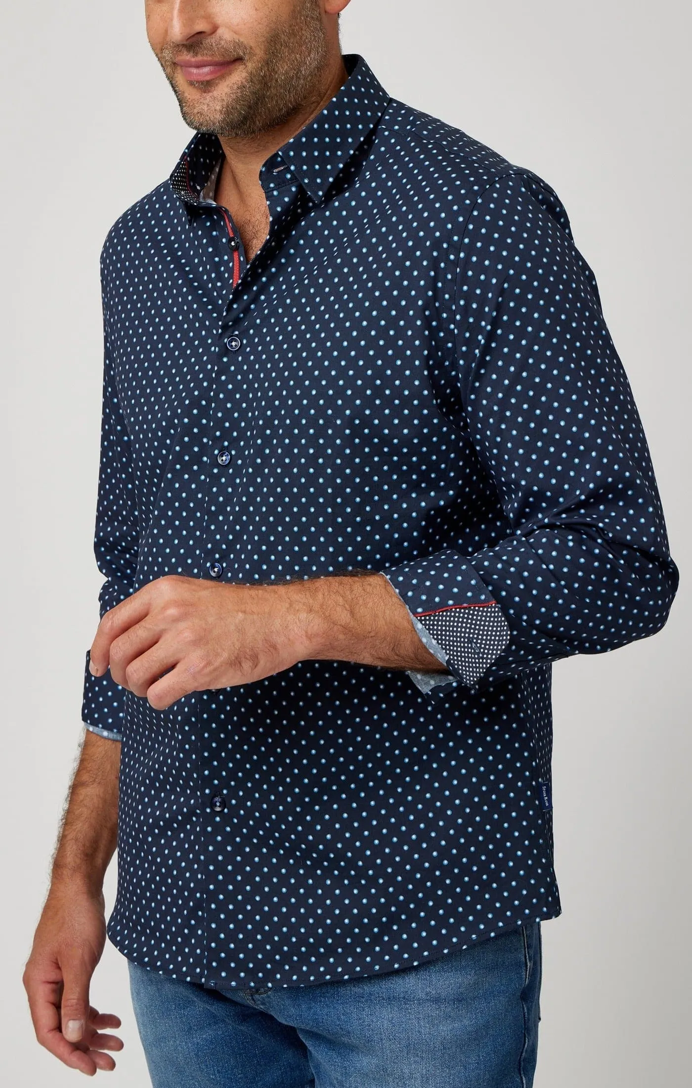 Navy Painted Dot Print Shirt