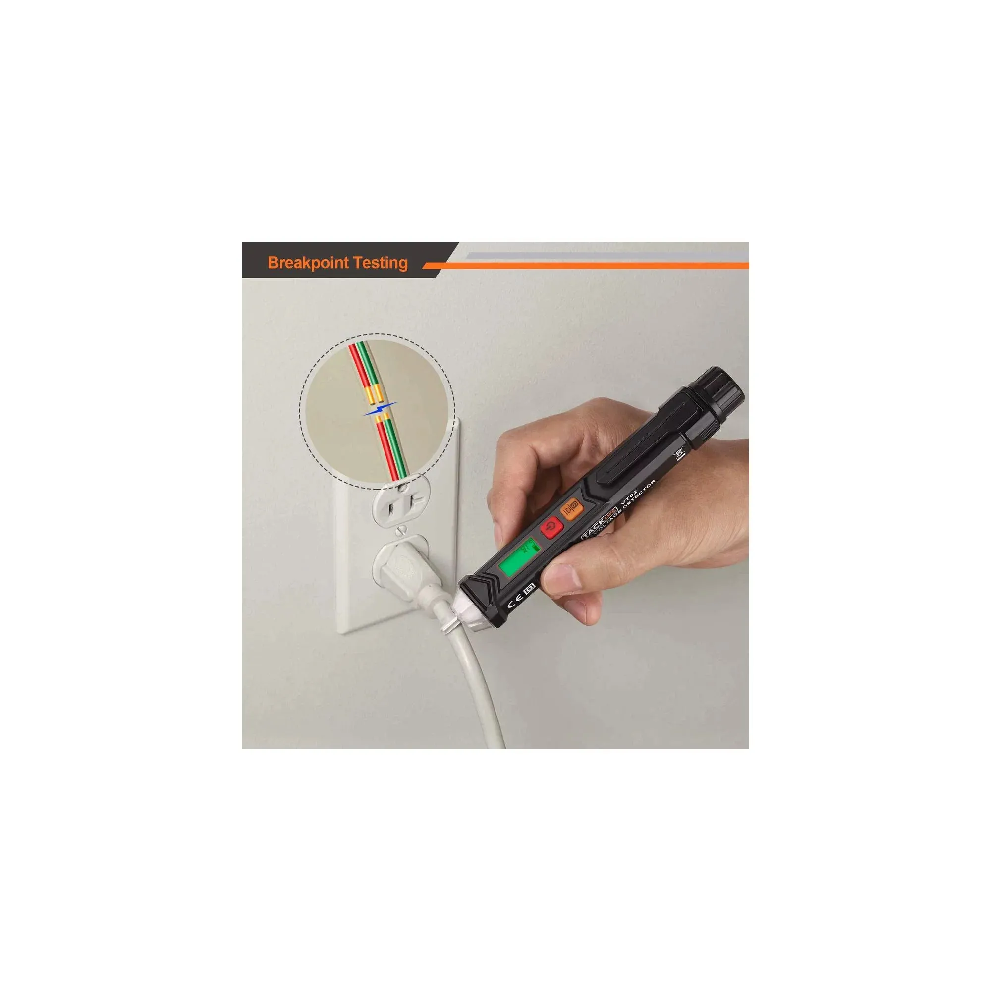 Non-Contact AC Voltage Tester with Adjustable Sensitivity, LCD Display VT02