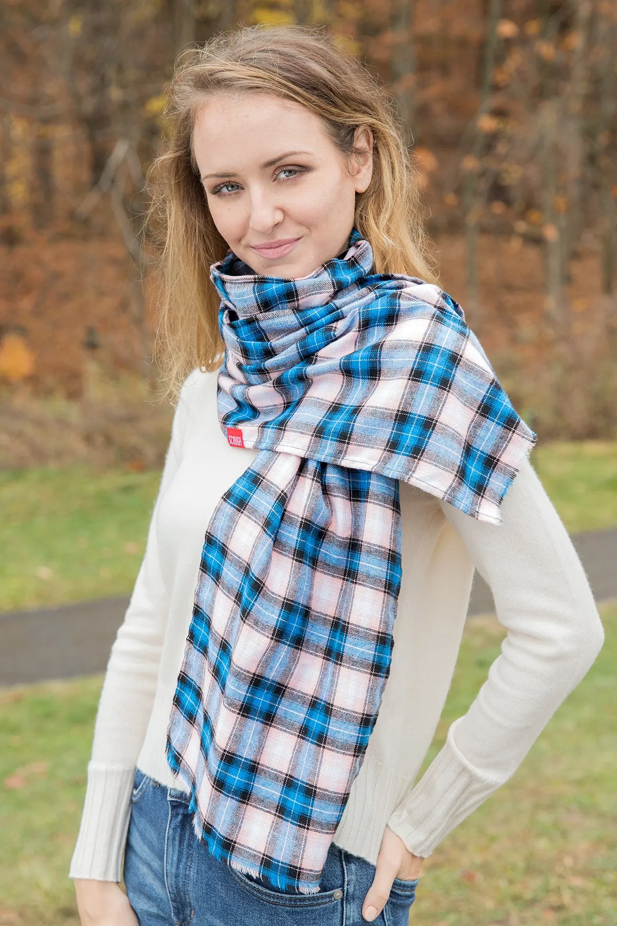 Plaid Scarves with Hidden Pocket