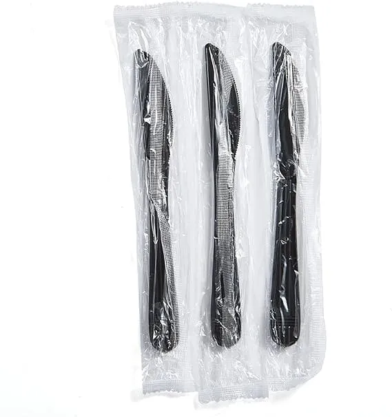 Plastic Disposable Knife Wrapped Black 2.5g 1000pcs/ctn