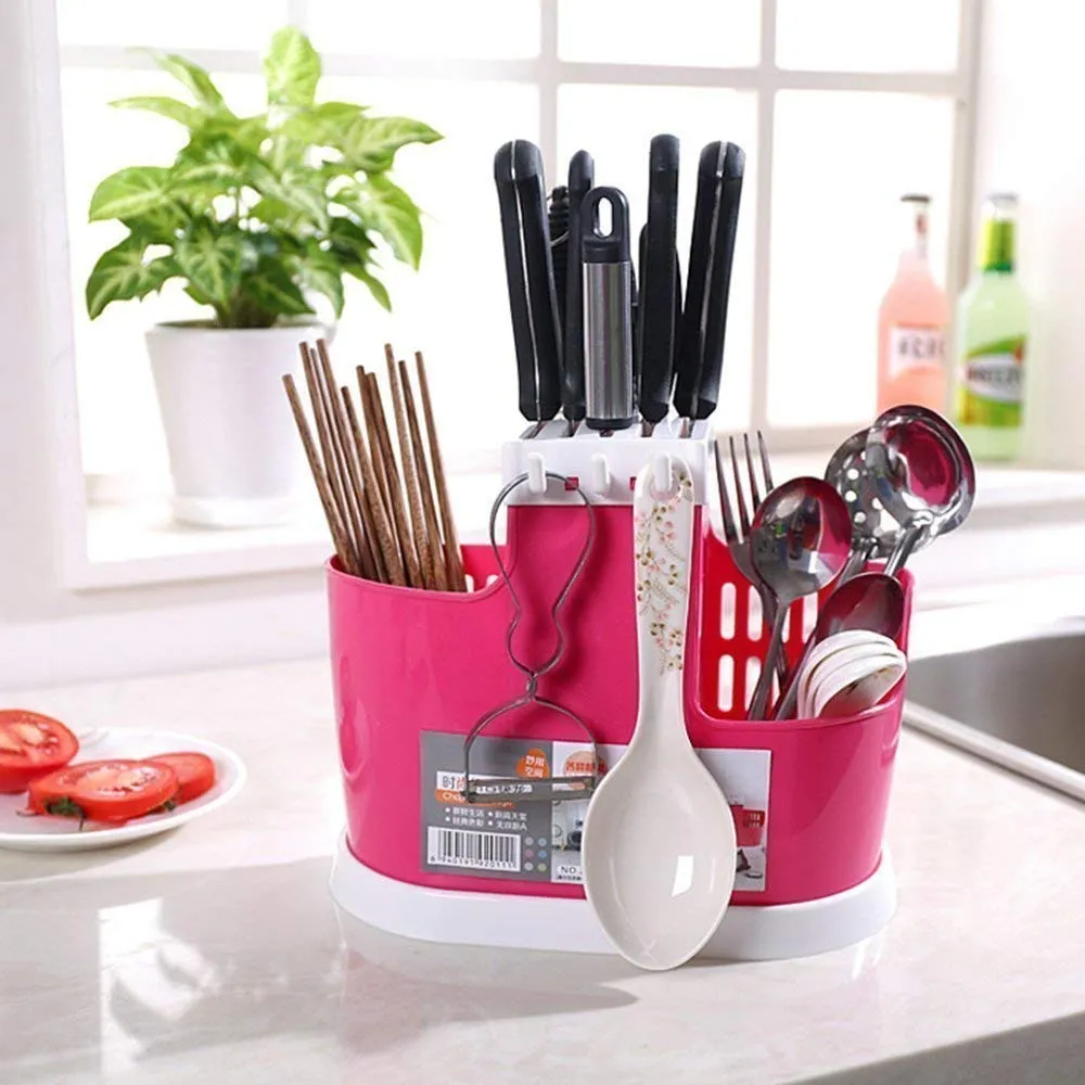 Plastic Multifunctional Kitchen Cutlery Strainer Storage Holder Stand