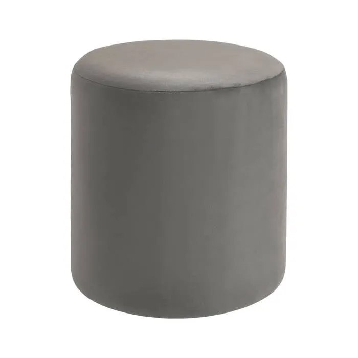 Plush Velvet Round Footstool - Mink