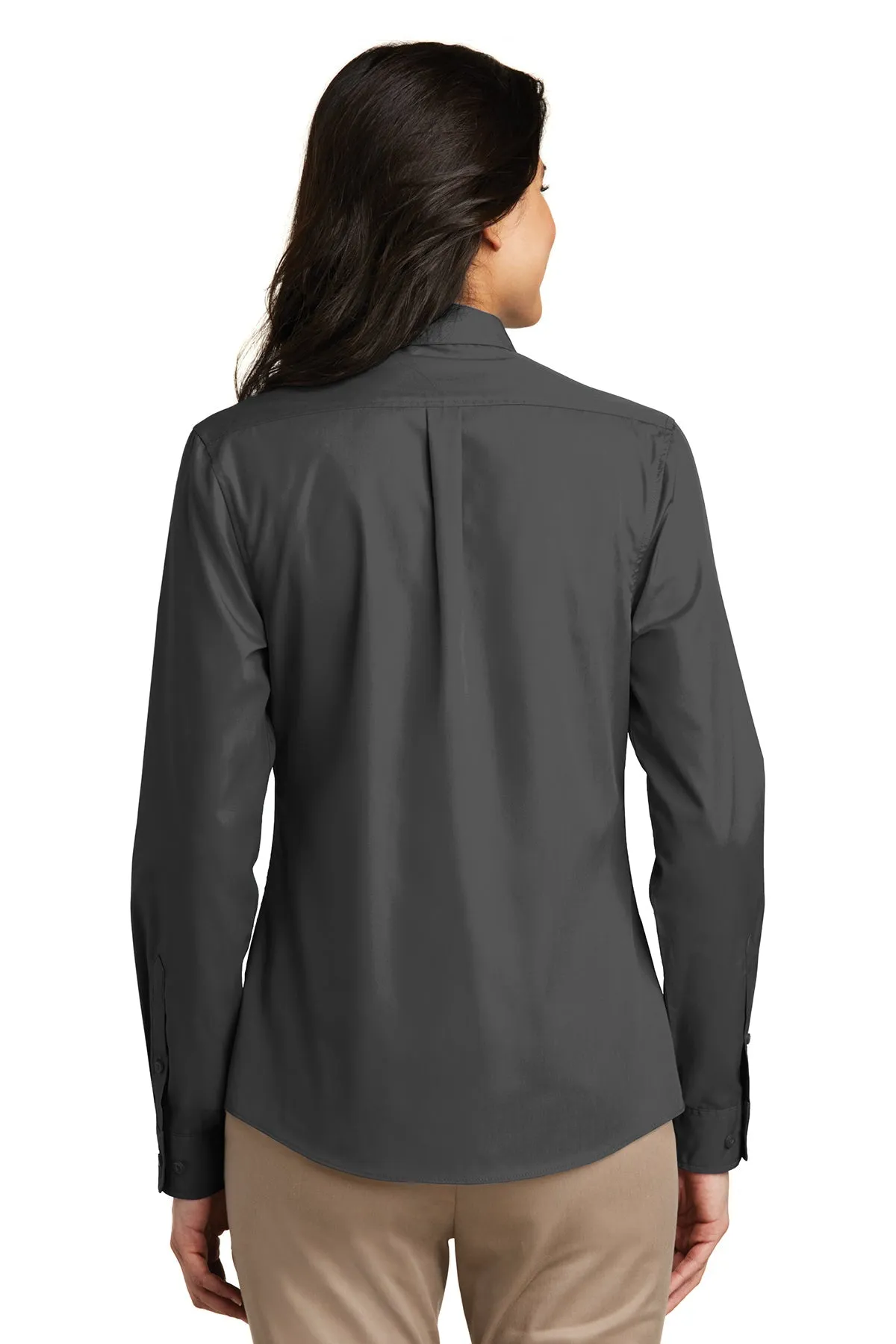 Port Authority Ladies Carefree Poplin Customized Shirts, Graphite