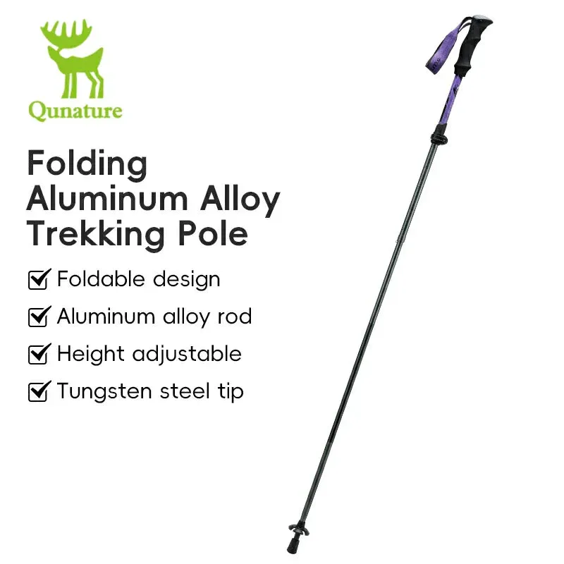 Qunature Foldable Lightweight Aluminum Trekking Pole with Adjustable Height and Grip