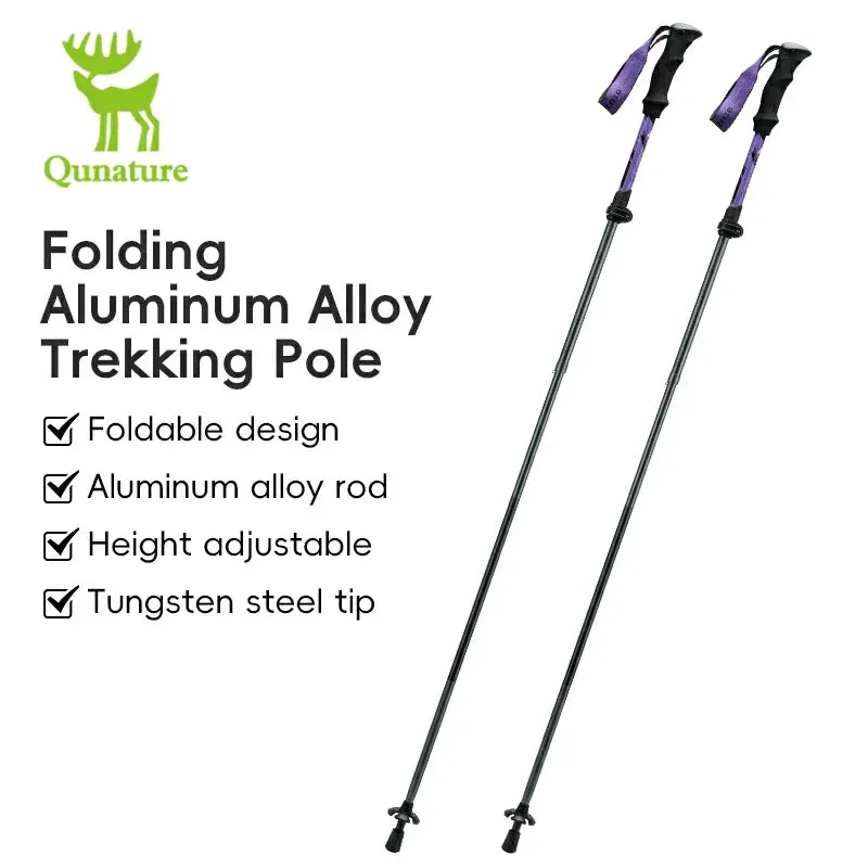 Qunature Foldable Lightweight Aluminum Trekking Pole with Adjustable Height and Grip