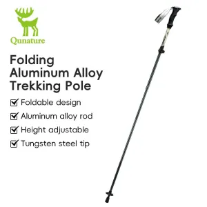 Qunature Foldable Lightweight Aluminum Trekking Pole with Adjustable Height and Grip