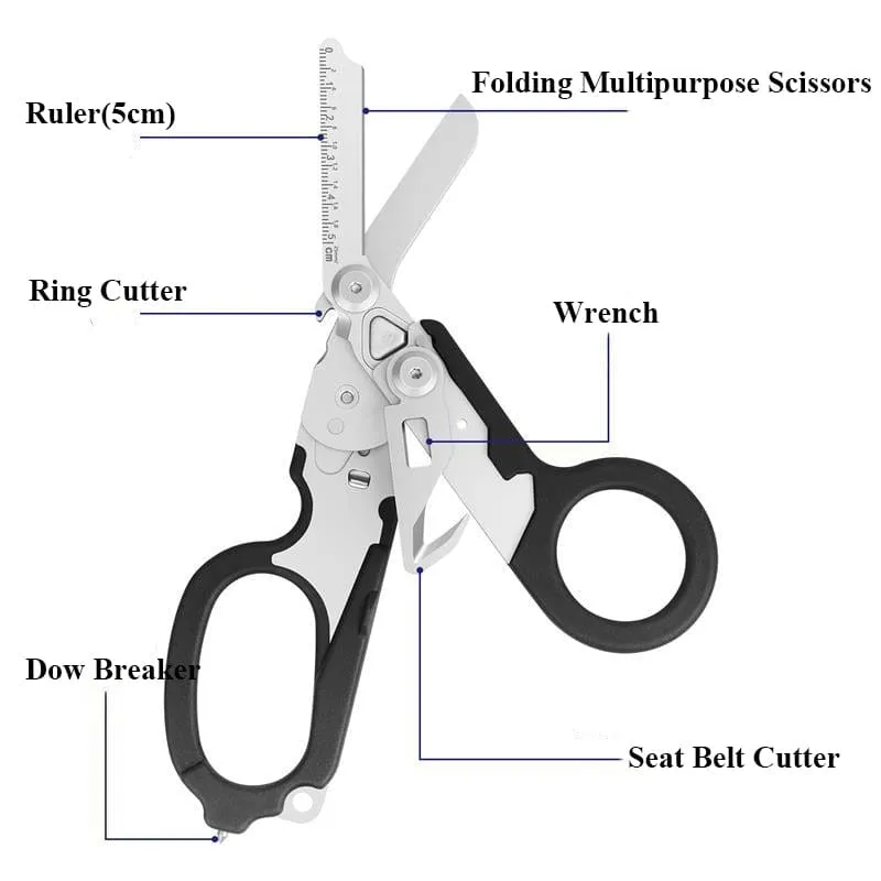 Raptor Emergency Response Shears Multifunctional Outdoor Tools With Glass Breaker Strap Cutter Folding Pliers Safety Hammer