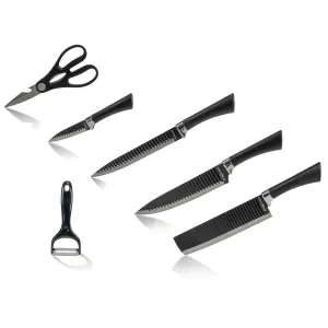 Red Co. 6-Piece Non-Stick Stainless Steel Knife and Kitchen Tool Set, Black