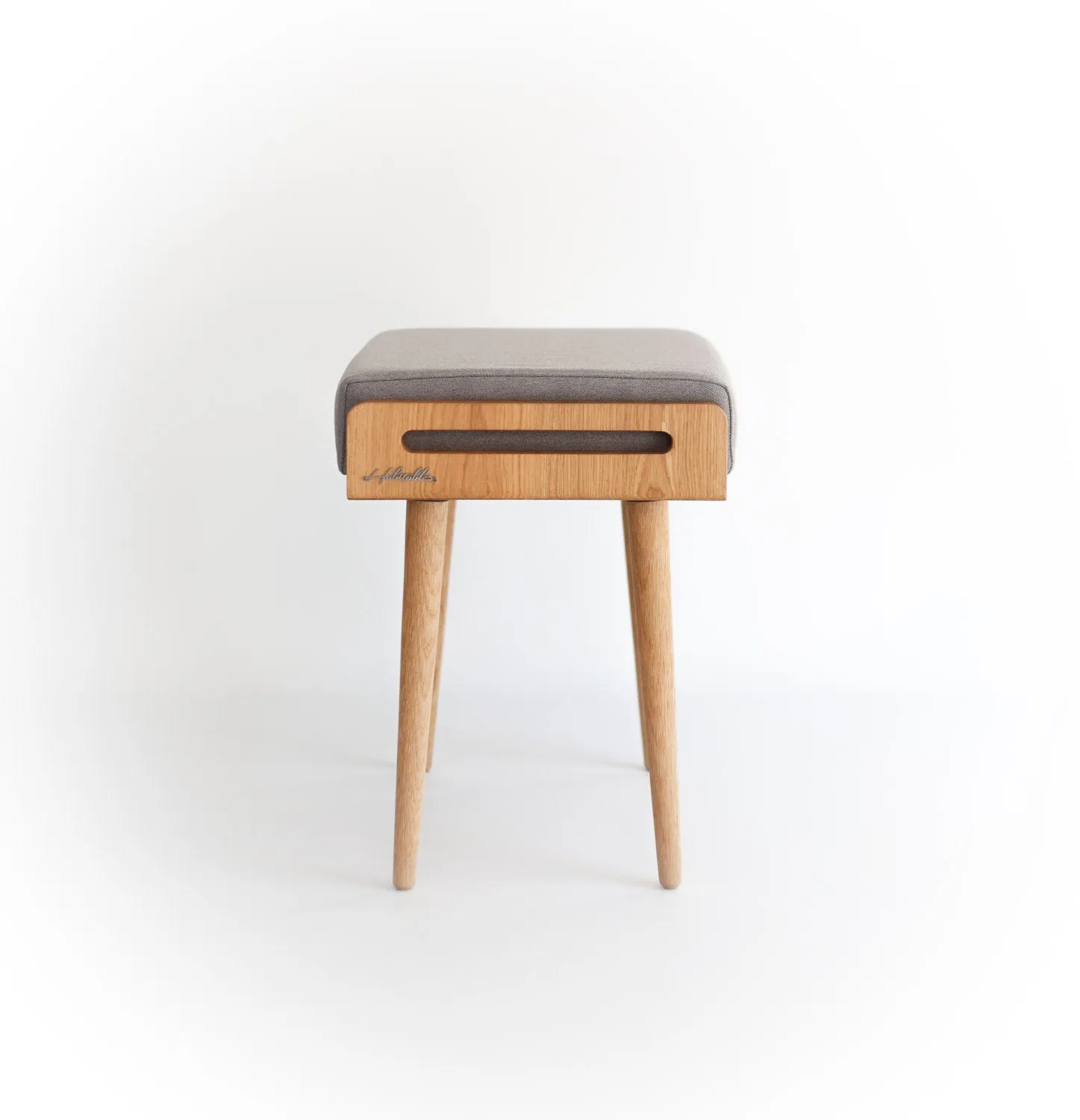 Scandinavian stool with straight legs in solid timber