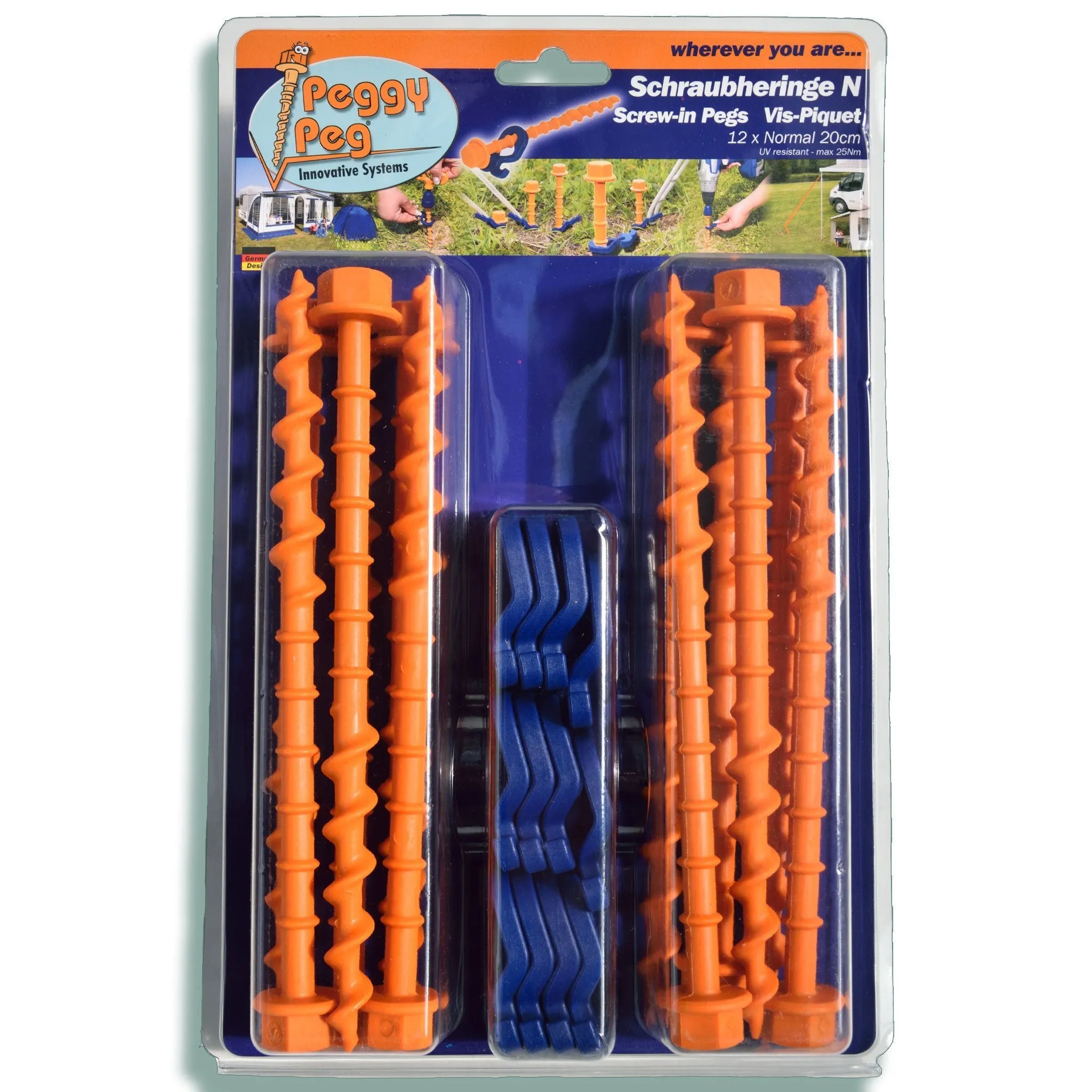 Screw-in pegs Normal (N) • Pack of 12 (PP02) • tarps, tents, awnings, gazebos, etc