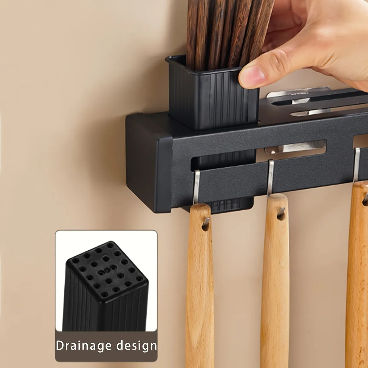 SpaceSaving Knife Storage Rack with Hooks  Kitchen Organizer