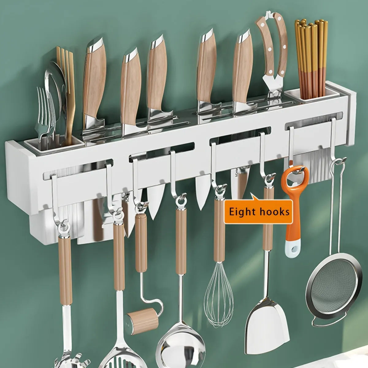 SpaceSaving Knife Storage Rack with Hooks  Kitchen Organizer