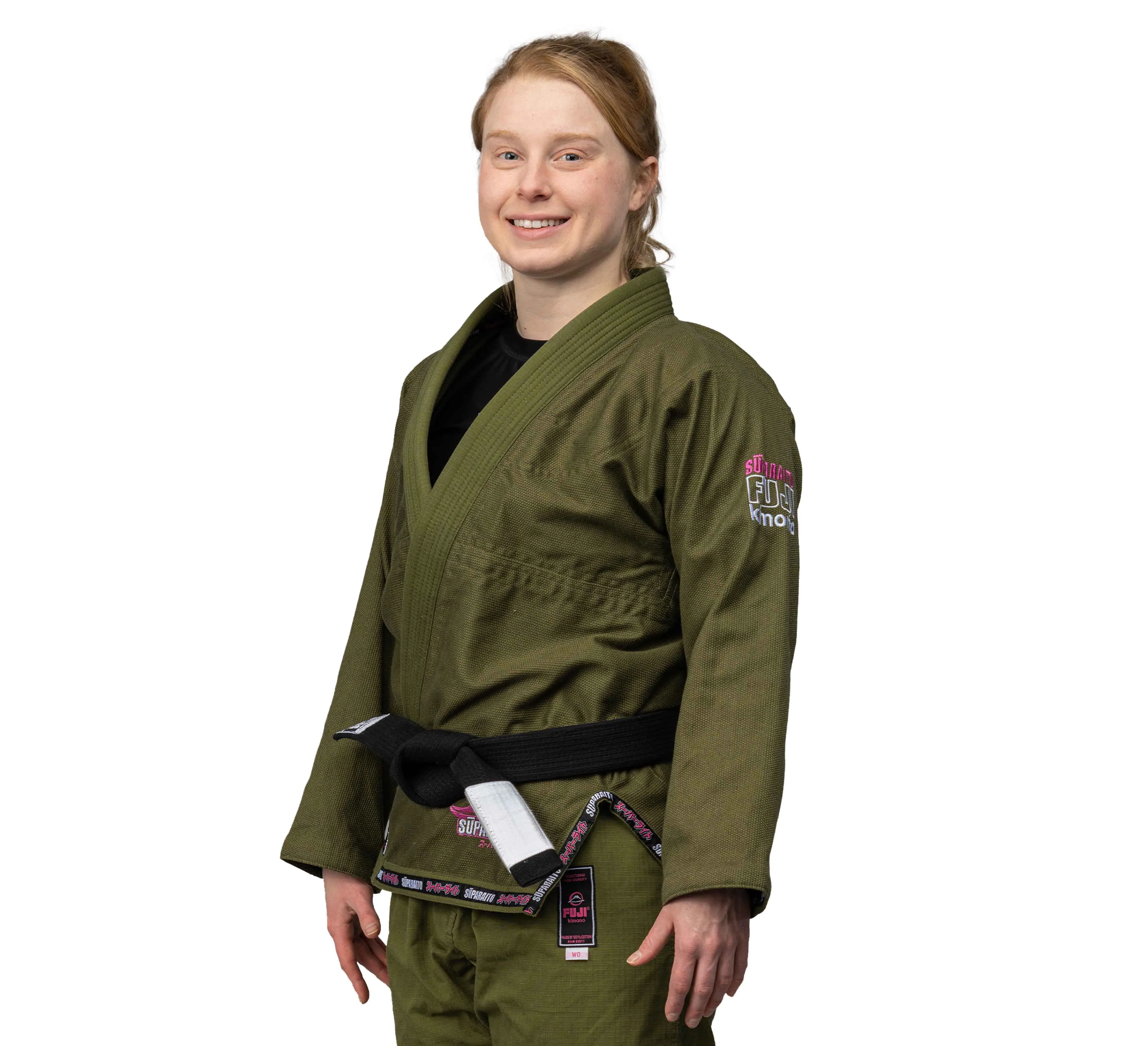 Suparaito Womens BJJ Gi Military Green and Pink