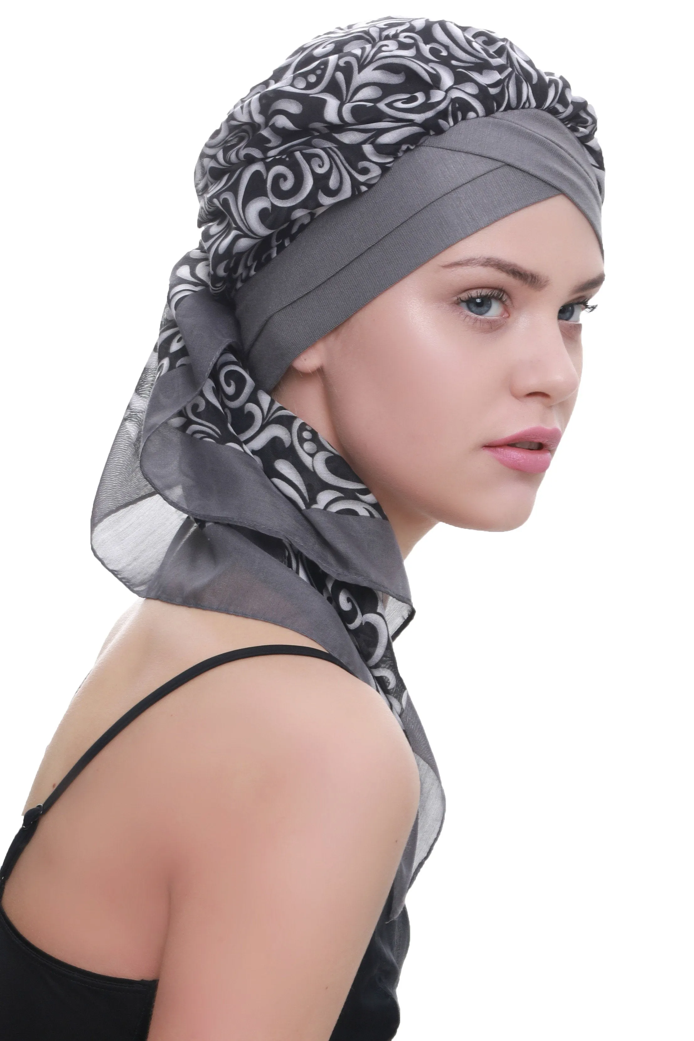 W Front Cap with Attached Head Scarf