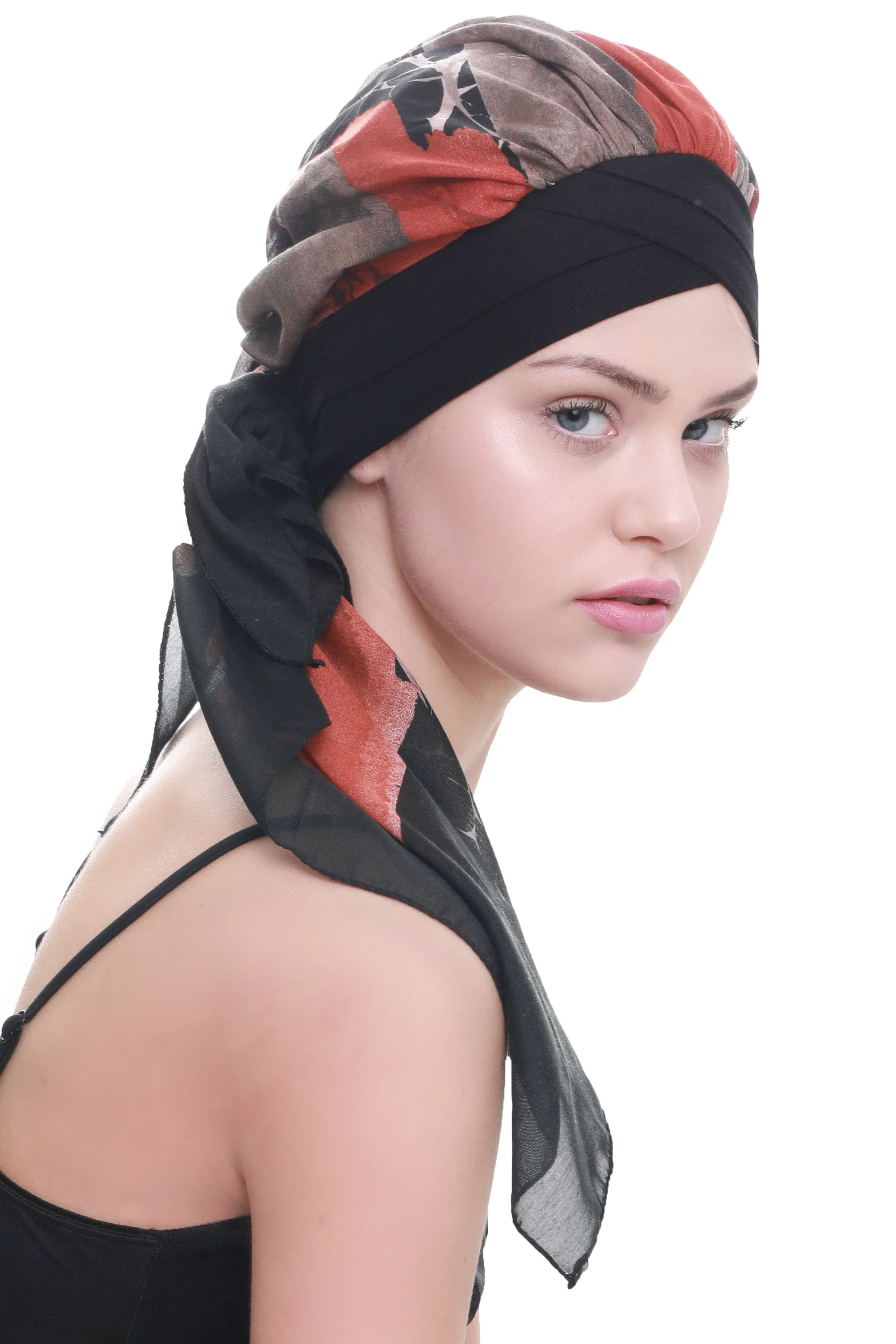 W Front Cap with Attached Head Scarf