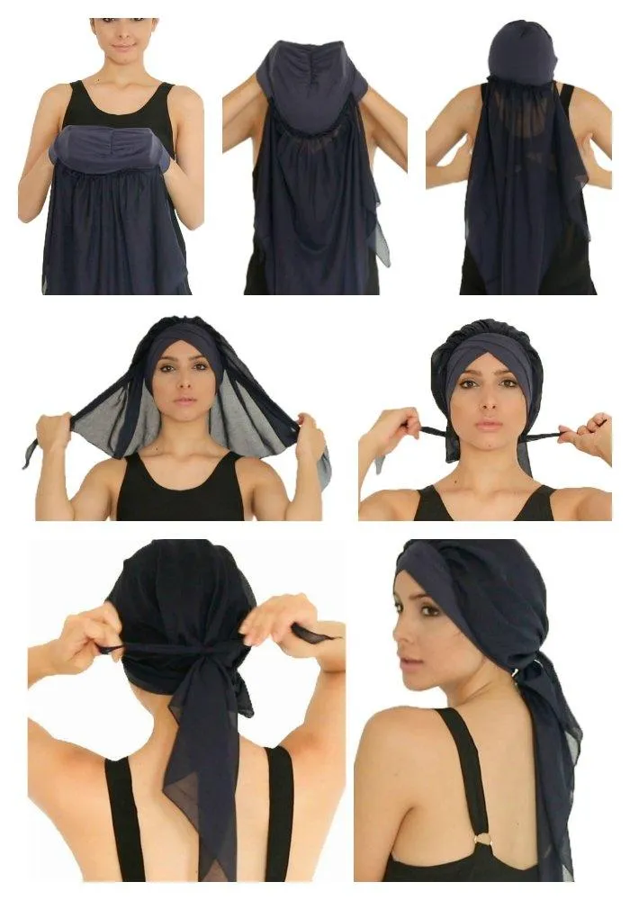 W Front Cap with Attached Head Scarf