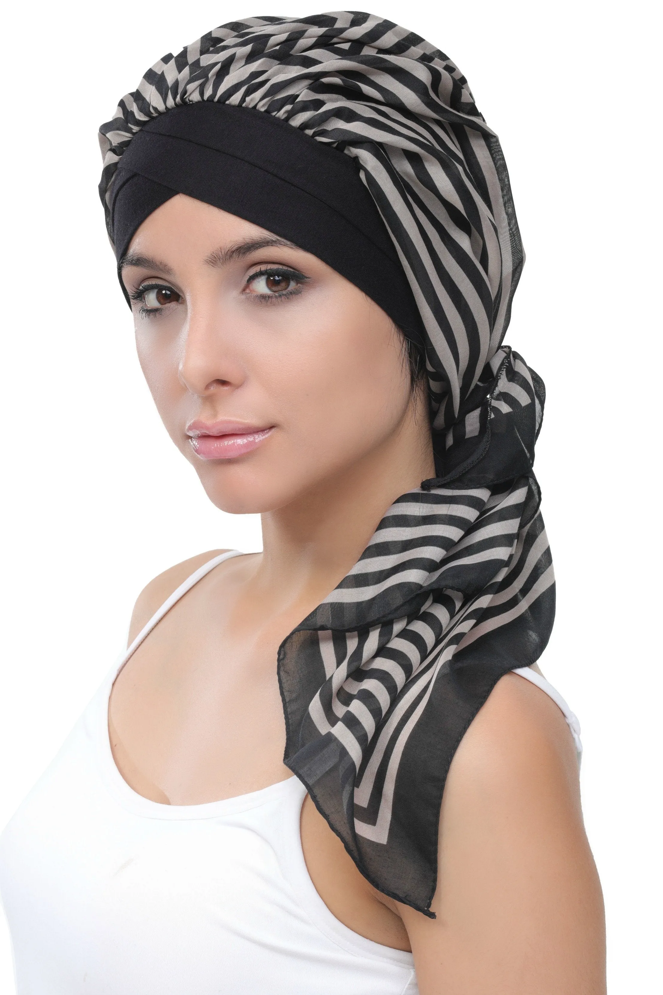 W Front Cap with Attached Head Scarf