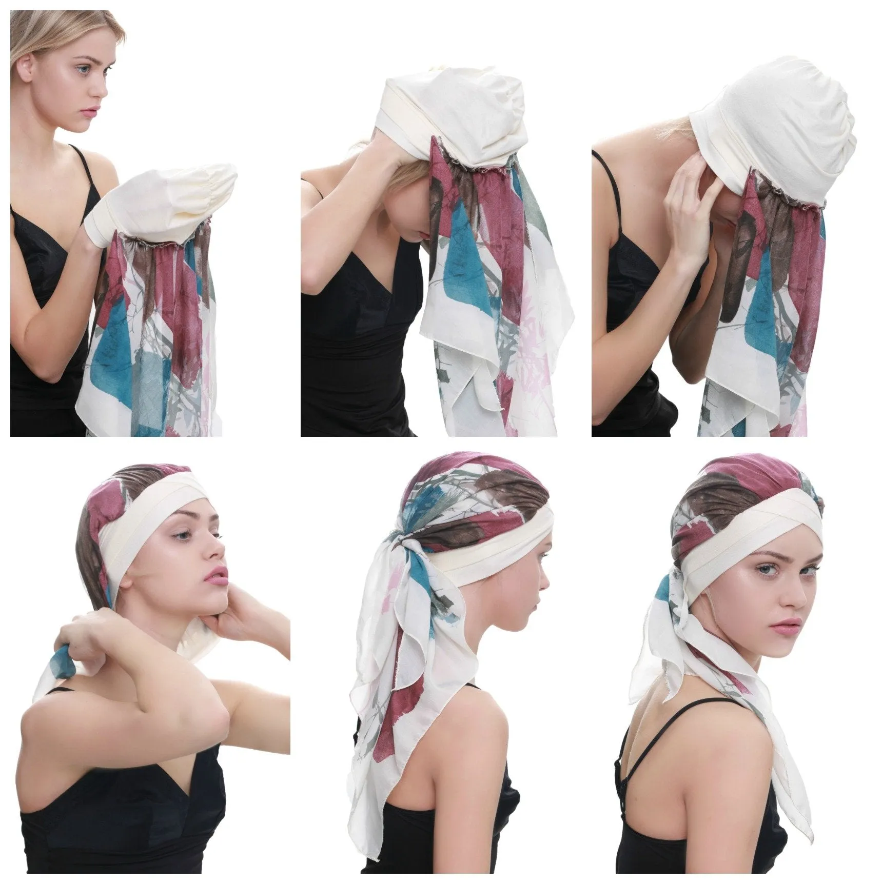 W Front Cap with Attached Head Scarf